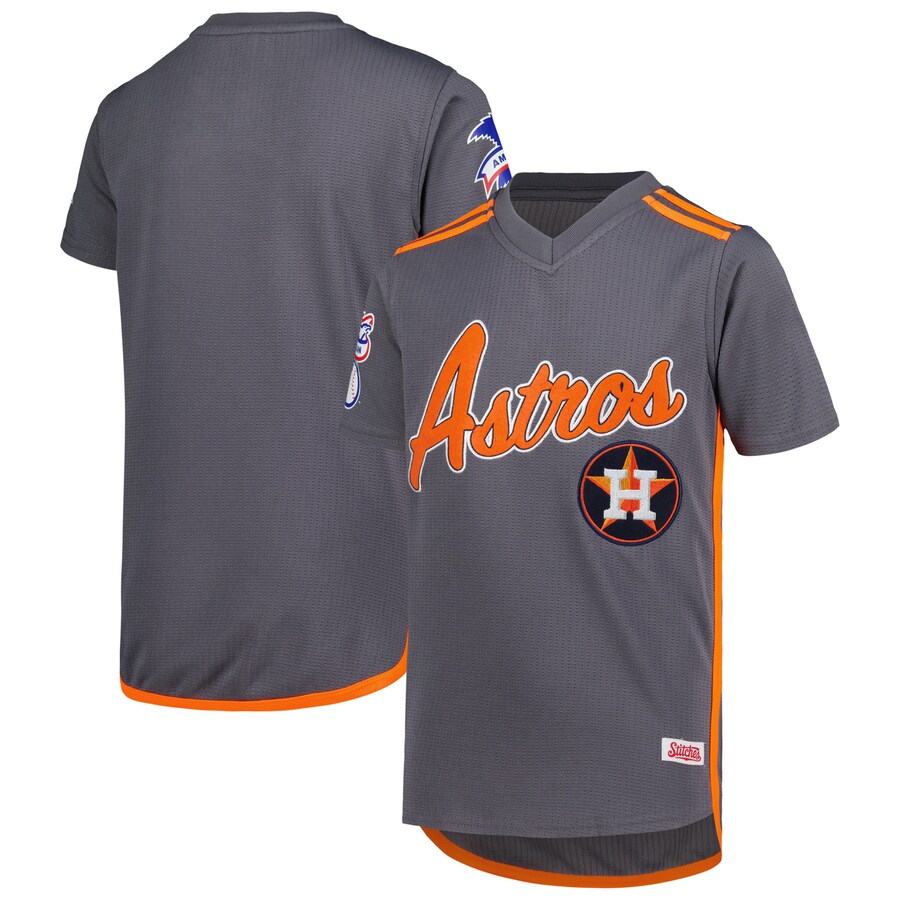 Youth Houston Astros Stitches Charcoal Team V-Neck Jersey - ujerseystore