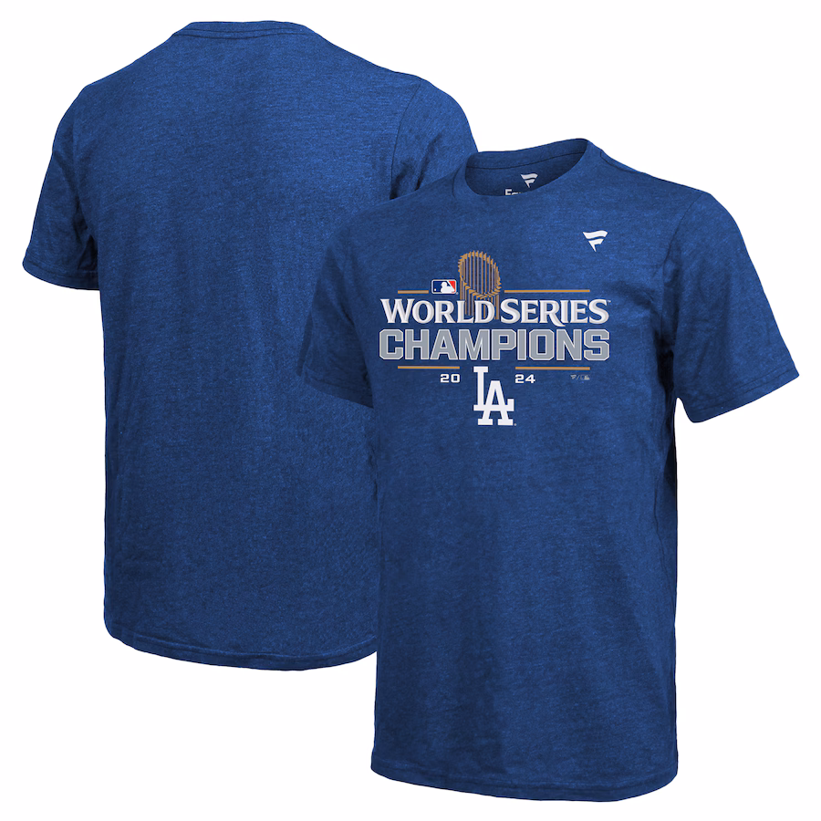 Men's Los Angeles Dodgers Fanatics Royal 2024 World Series Champions Locker Room Jersey Tri-Blend T-Shirt - ujerseystore