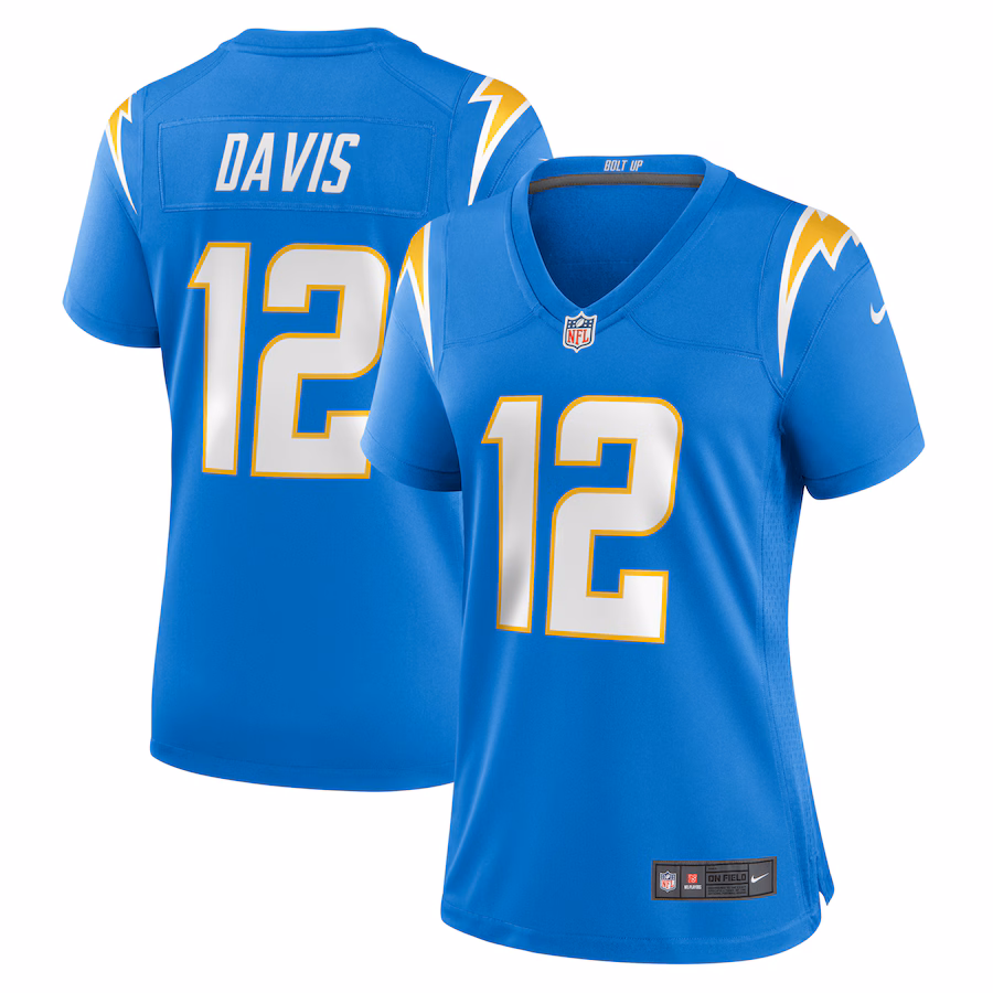 Women's Los Angeles Chargers Derius Davis Nike Powder Blue Team Game Jersey - ujerseystore