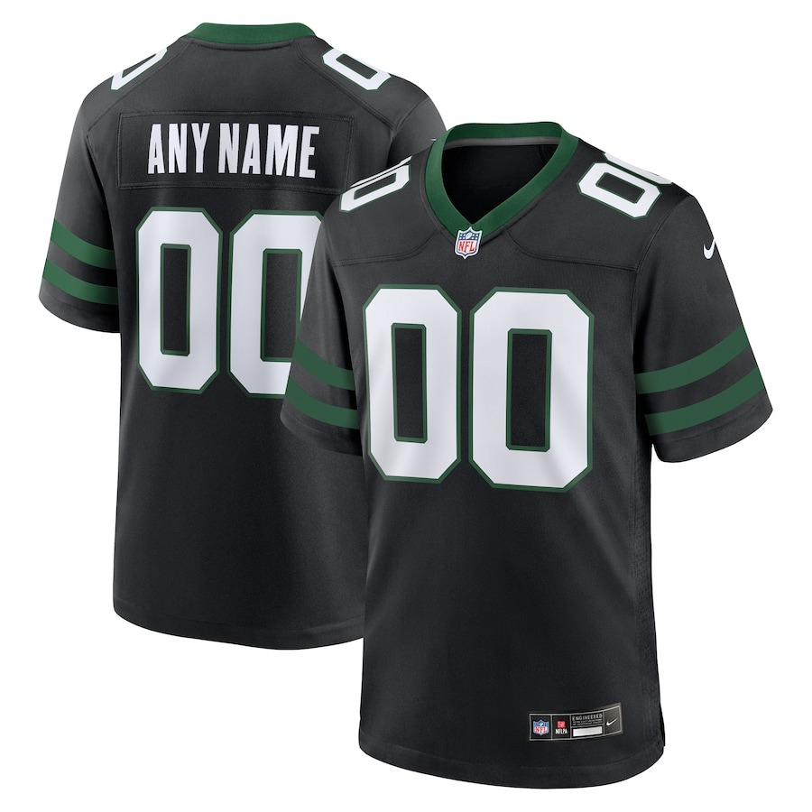 Men's New York Jets  Nike Legacy Black Alternate Custom Game Jersey - ujerseystore