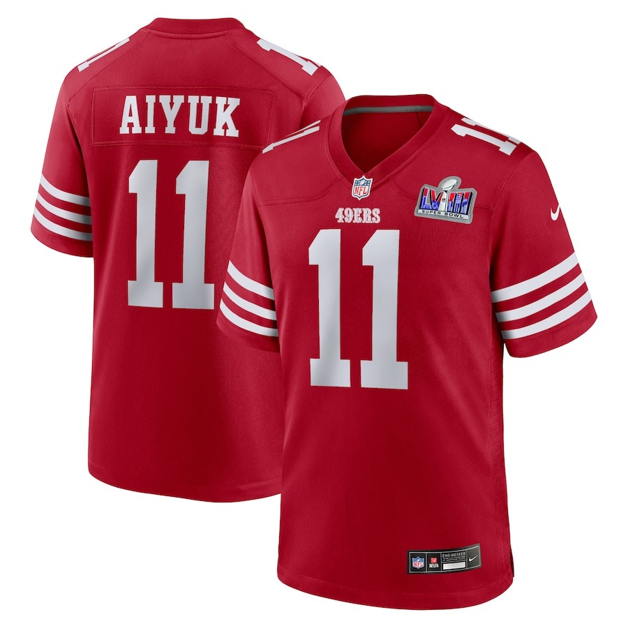 Men's San Francisco 49ers Brandon Aiyuk Nike Scarlet Super Bowl LVIII Game Jersey - ujerseystore