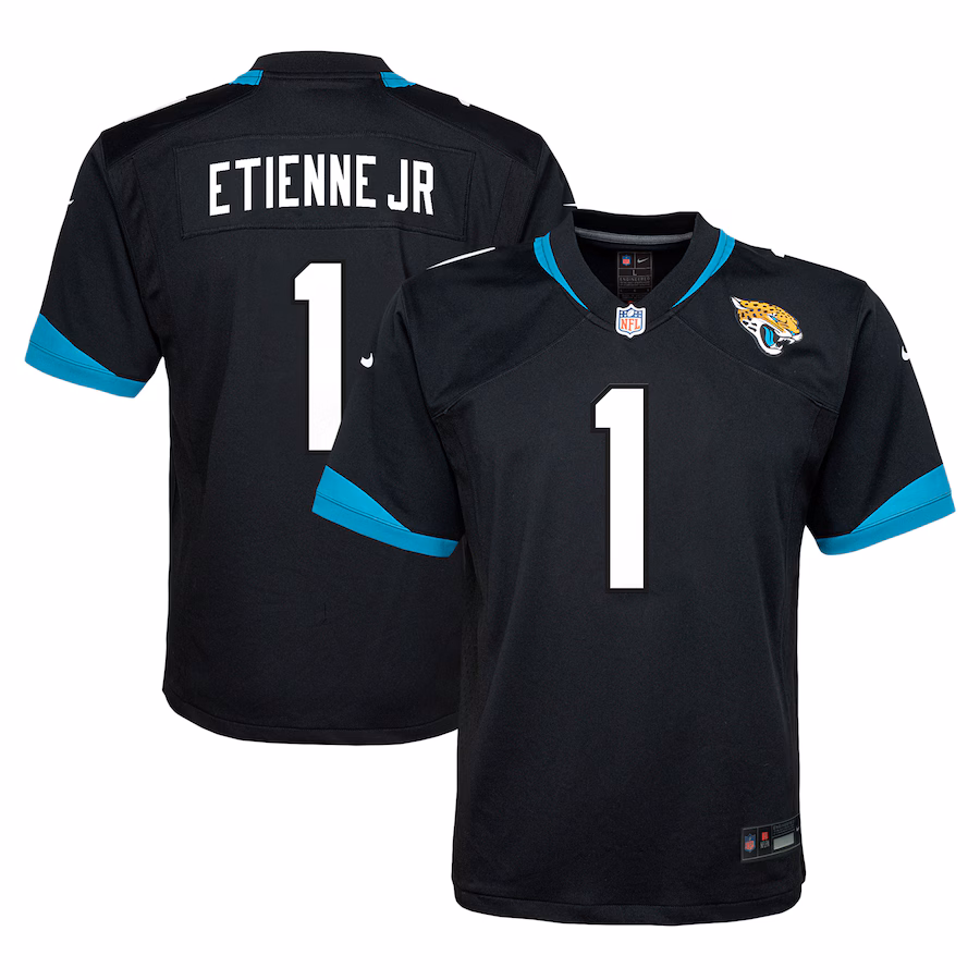 Youth Jacksonville Jaguars Travis Etienne Nike Black Alternate Player Game Jersey - ujerseystore