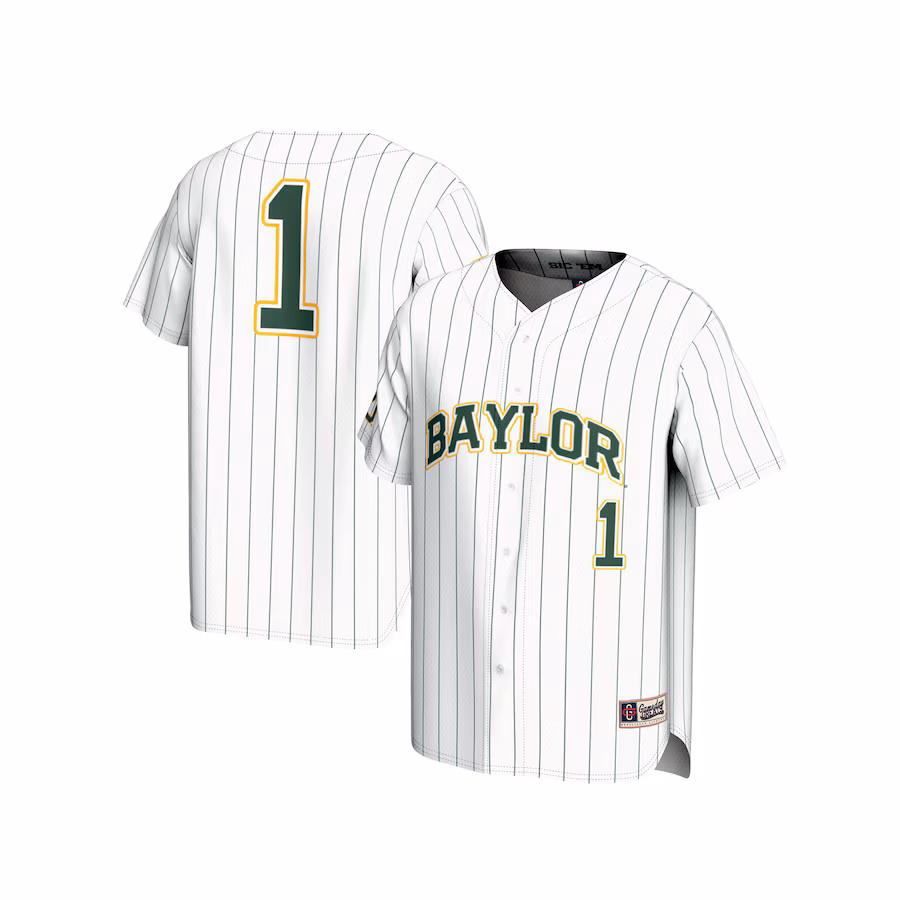 Youth GameDay Greats  White #1 Baylor Bears Lightweight Baseball Fashion Jersey - ujerseystore
