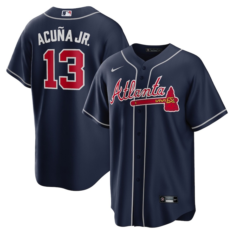 Men's Atlanta Braves Ronald Acuna Jr. Nike Navy Alternate Replica Player Name Jersey - ujerseystore