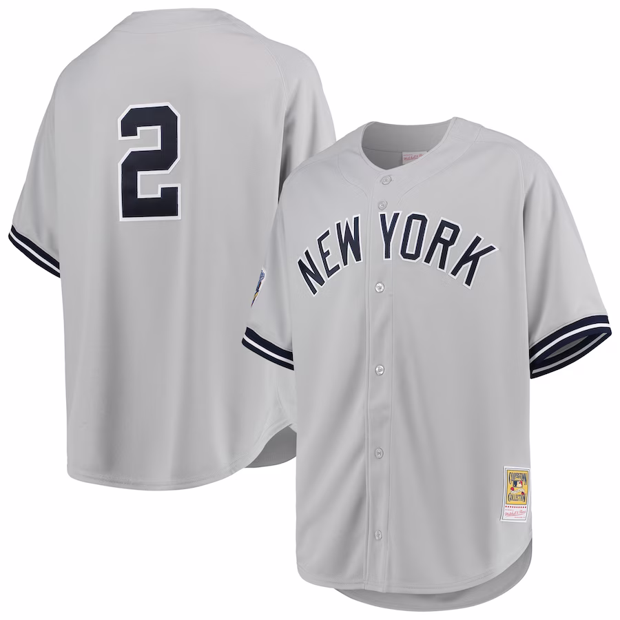 Men's New York Yankees Derek Jeter Mitchell & Ness Gray 1998 Cooperstown Collection Road Authentic Jersey - ujerseystore