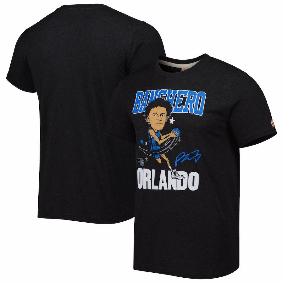 Men's Orlando Magic Paolo Banchero Homage Charcoal Caricature Tri-Blend T-Shirt - ujerseystore