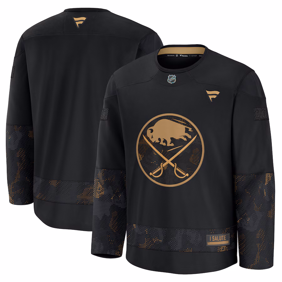 Men's Buffalo Sabres Fanatics Black 2024 Military Appreciation Practice Jersey - ujerseystore