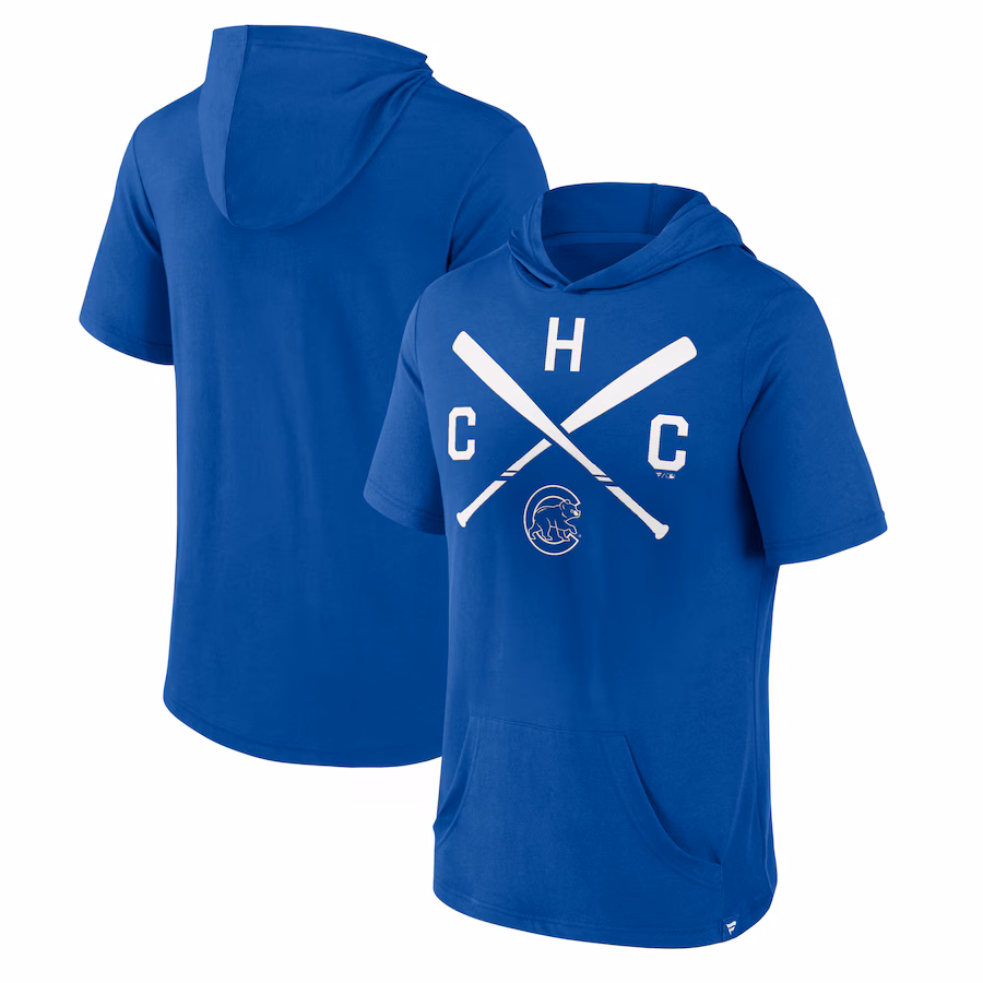 Men's Chicago Cubs Fanatics Royal Iconic Rebel Short Sleeve Hooded Top - ujerseystore