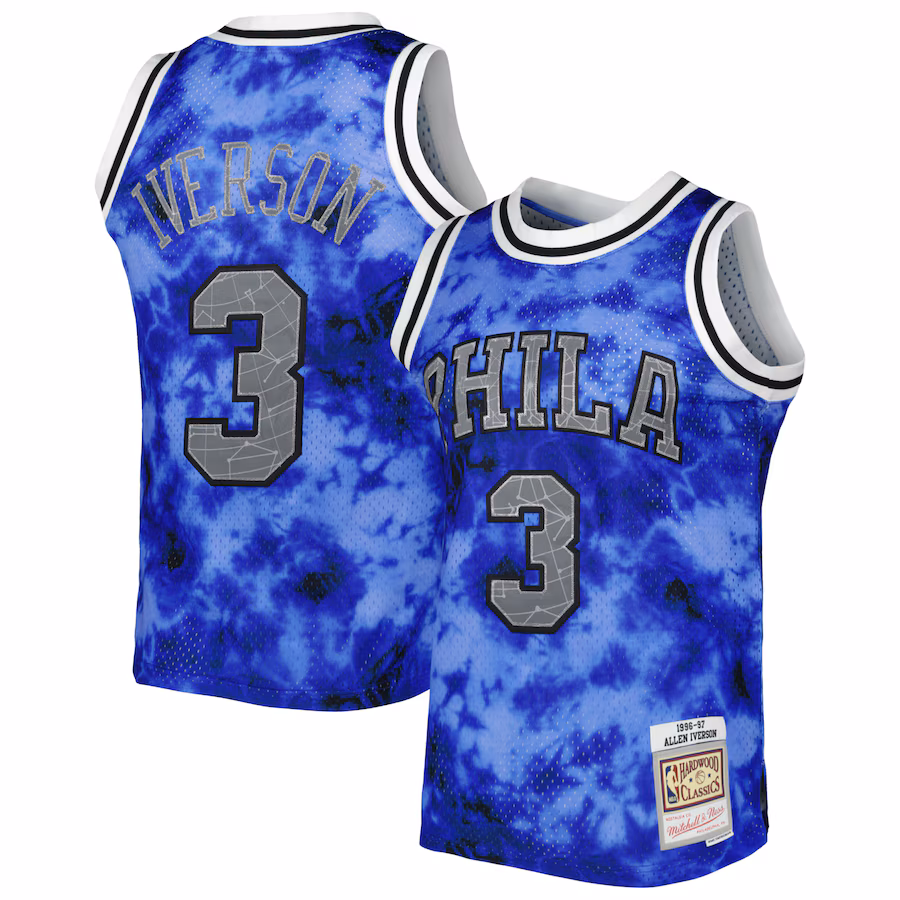 Men's Philadelphia 76ers Allen Iverson Mitchell & Ness Royal 1996/97 Galaxy Swingman Jersey - ujerseystore