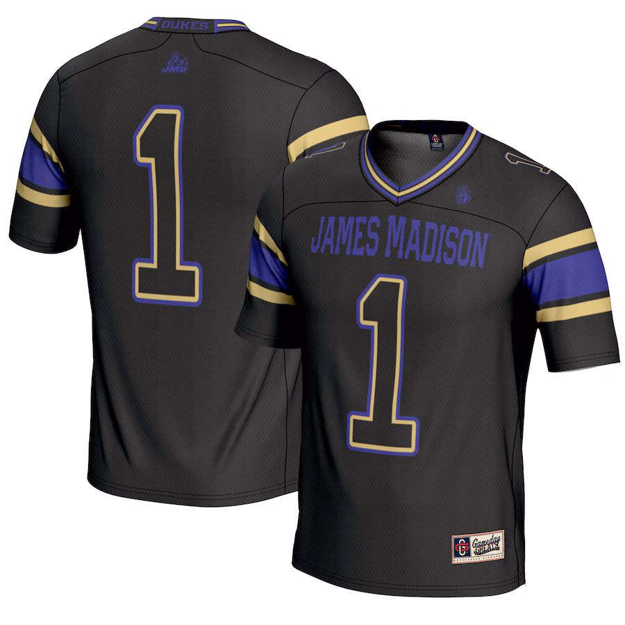 Youth GameDay Greats #1 Black James Madison Dukes Endzone Football Jersey - ujerseystore