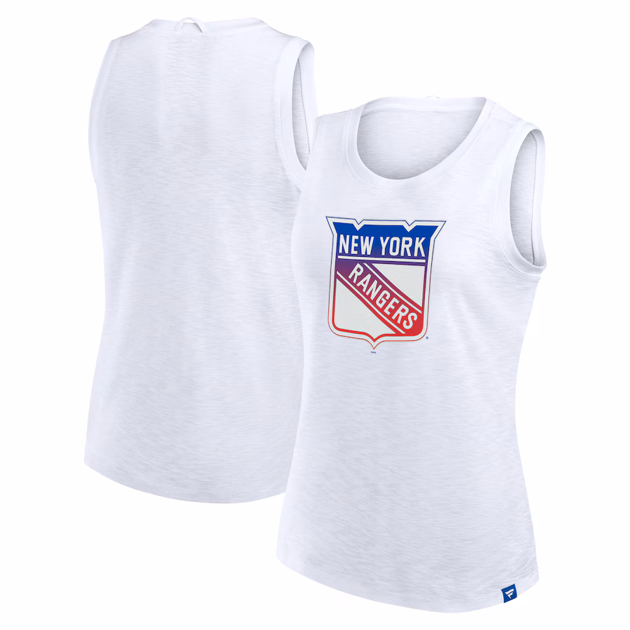 Women's New York Rangers Fanatics White Slub Tank Top - ujerseystore