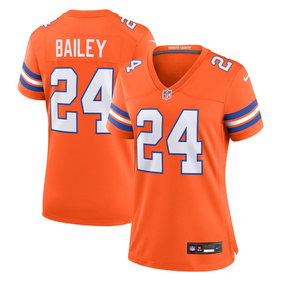 Women's Denver Broncos Champ Bailey Nike Orange Mile High Collection 1977 Throwback Retired Player Game Jersey - ujerseystore