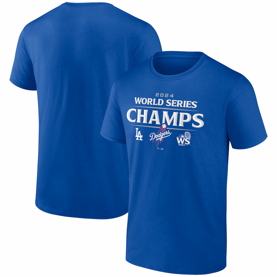Men's Los Angeles Dodgers Fanatics Royal 2024 World Series Champions Official Logo T-Shirt - ujerseystore