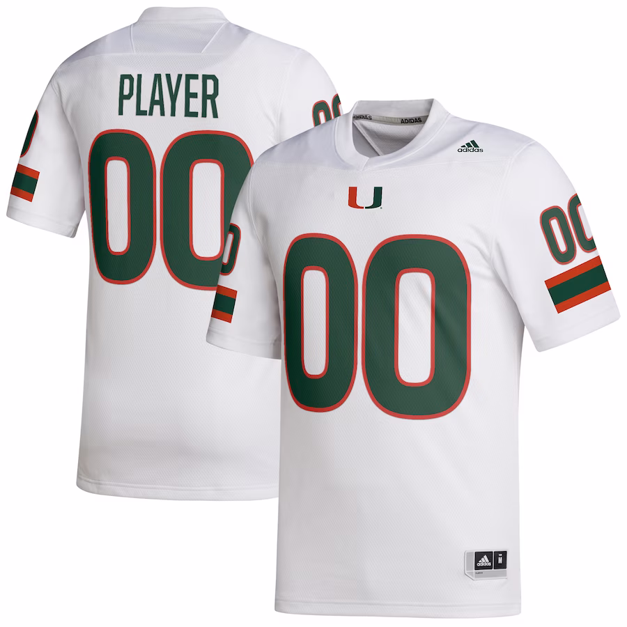 Miami Hurricanes adidas Pick-A-Player NIL Replica Football Jersey - White - ujerseystore