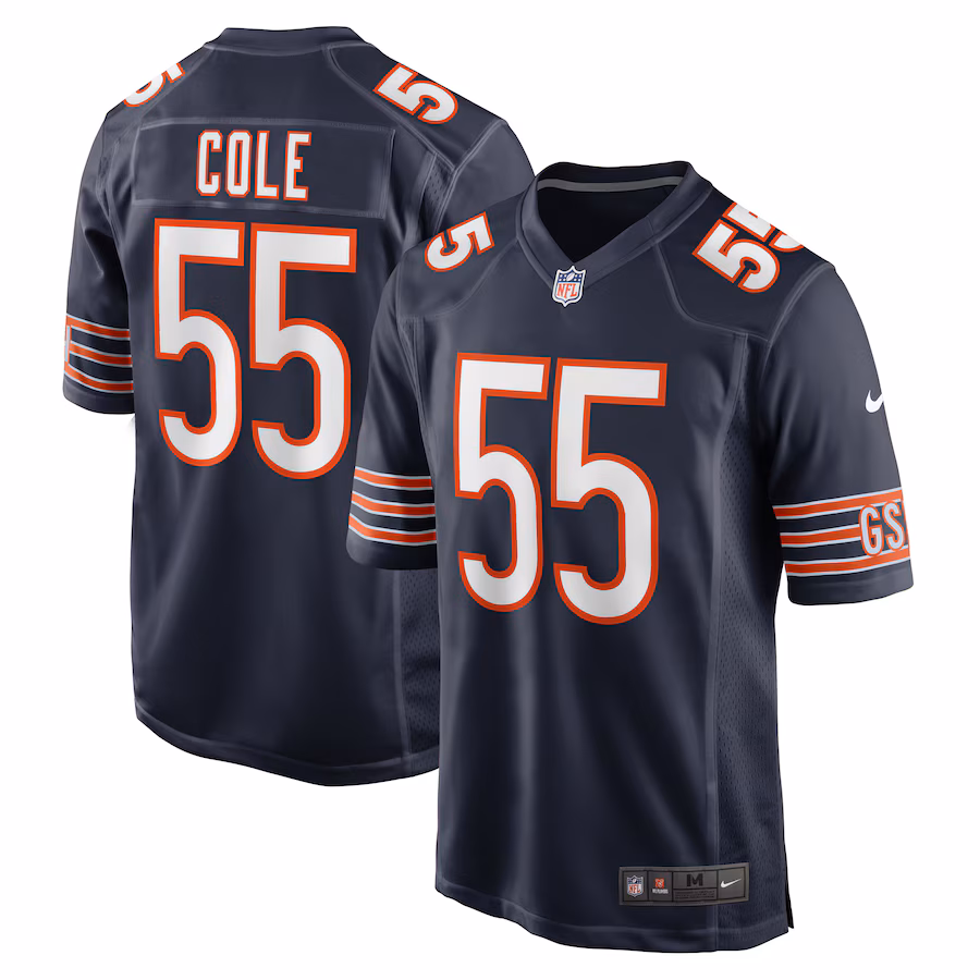 Men's Chicago Bears Dylan Cole Nike Navy Game Jersey - ujerseystore