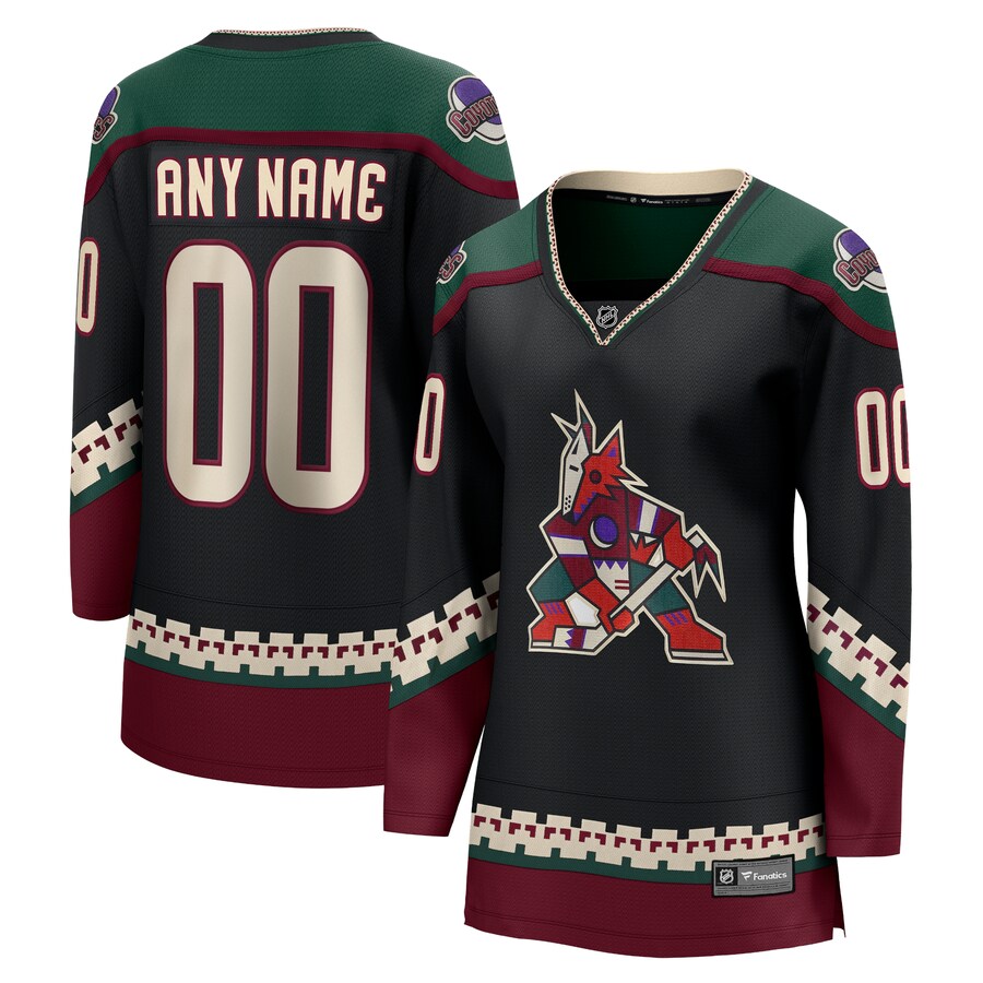 Women's Arizona Coyotes Fanatics Branded Black 2021/22 Home Breakaway Custom Jersey - ujerseystore