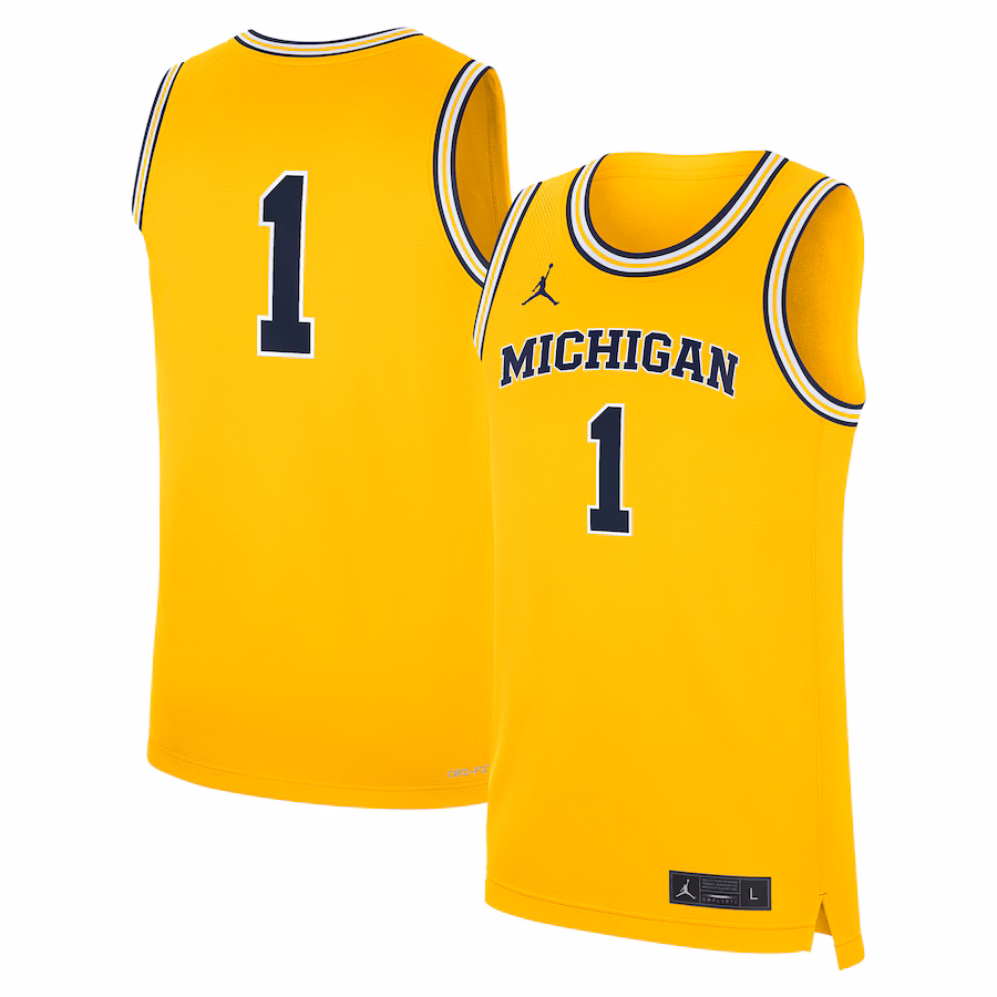 Men's Jordan Brand #1 Maize Michigan Wolverines Alternate Replica Jersey - ujerseystore