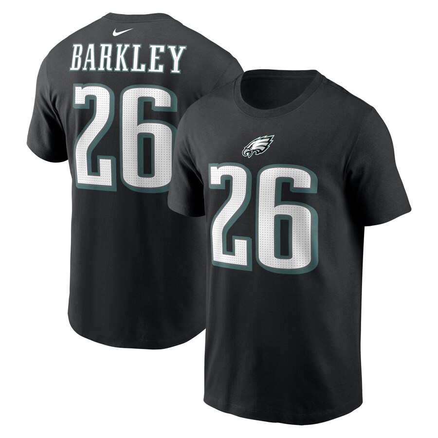 Men's Philadelphia Eagles Saquon Barkley Nike Black Player Name & Number T-Shirt - ujerseystore