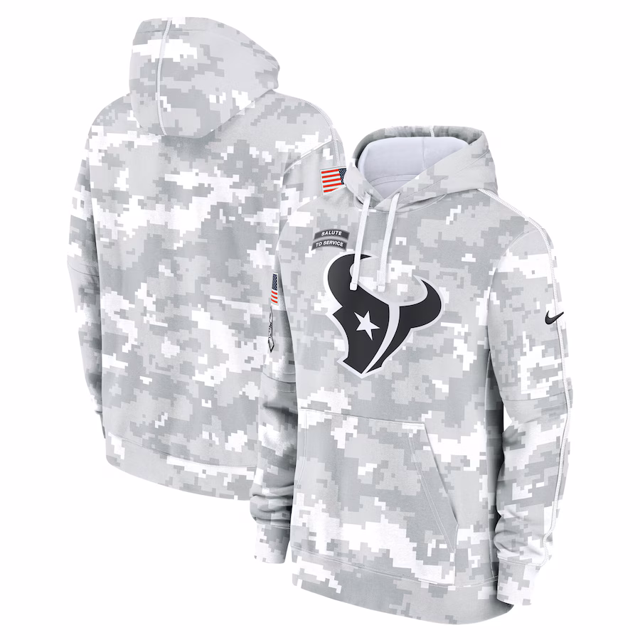 Men's Houston Texans Nike Arctic Camo 2024 Salute to Service Club Fleece Pullover Hoodie - ujerseystore