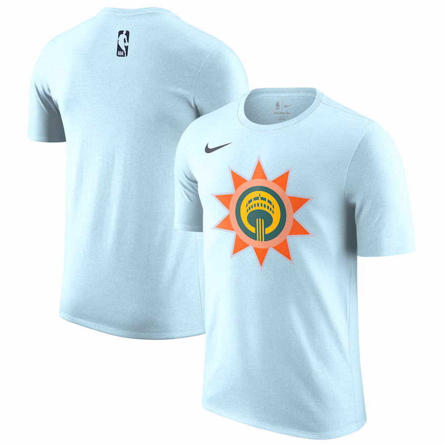 Men's San Antonio Spurs Nike Light Blue 2024/25 City Edition Essential Logo T-Shirt - ujerseystore