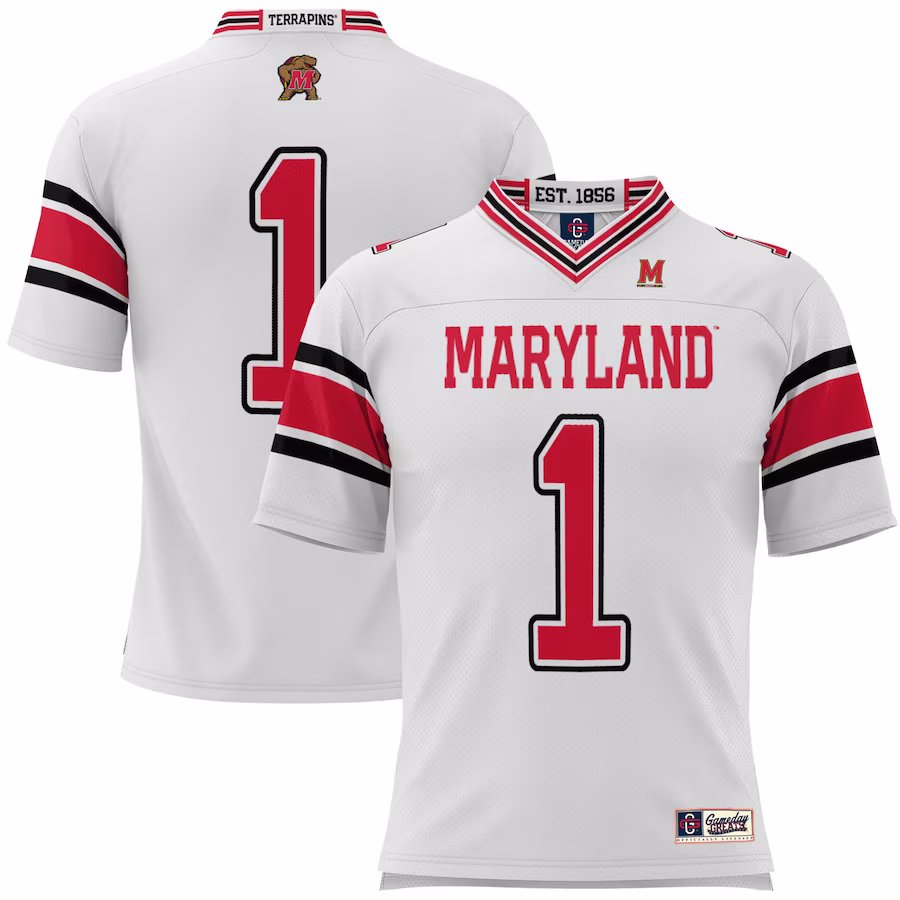 #1 Maryland Terrapins GameDay Greats Football Jersey - White - ujerseystore