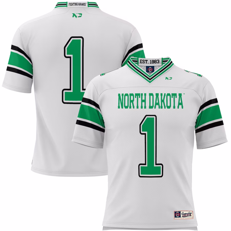 #1 North Dakota GameDay Greats Youth Endzone Football Jersey - White - ujerseystore