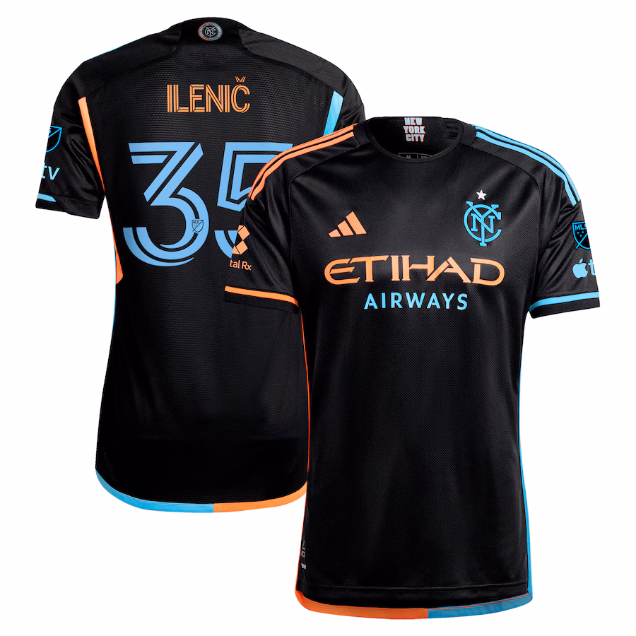 Men's New York City FC Mitja Ilenič adidas Black 2024 24/7 Kit Authentic Player Jersey - ujerseystore