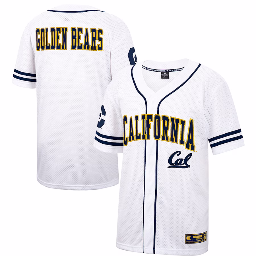 Cal Bears Colosseum Free Spirited Mesh Button-Up Baseball Jersey - White - ujerseystore