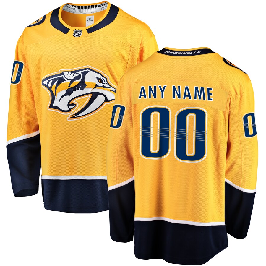 Men's Nashville Predators Fanatics Branded Gold Home Breakaway Custom Jersey - ujerseystore