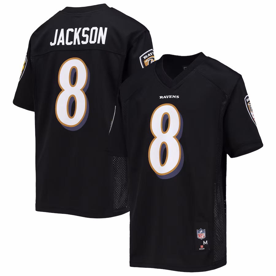 Youth Baltimore Ravens Lamar Jackson Black Replica Player Jersey - ujerseystore