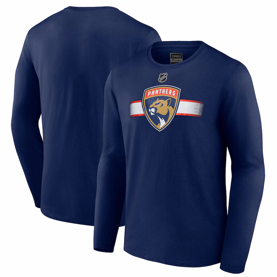 Men's Florida Panthers Fanatics Navy Authentic Pro Long Sleeve T-Shirt - ujerseystore