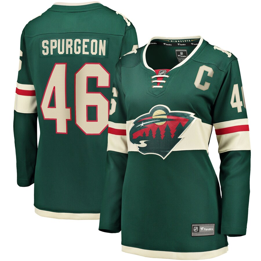 Women's Minnesota Wild Jared Spurgeon Green Home Breakaway Player Jersey - ujerseystore