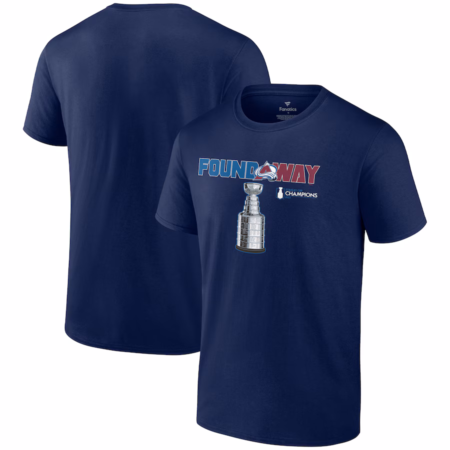 Men's Colorado Avalanche Fanatics Navy 2022 Stanley Cup Champions Celebration T-Shirt - ujerseystore