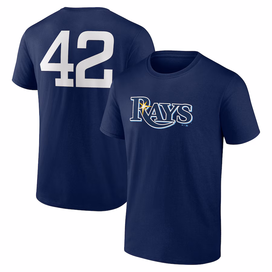 Men's Tampa Bay Rays Navy Jackie Robinson Day Name & Number T-Shirt - ujerseystore