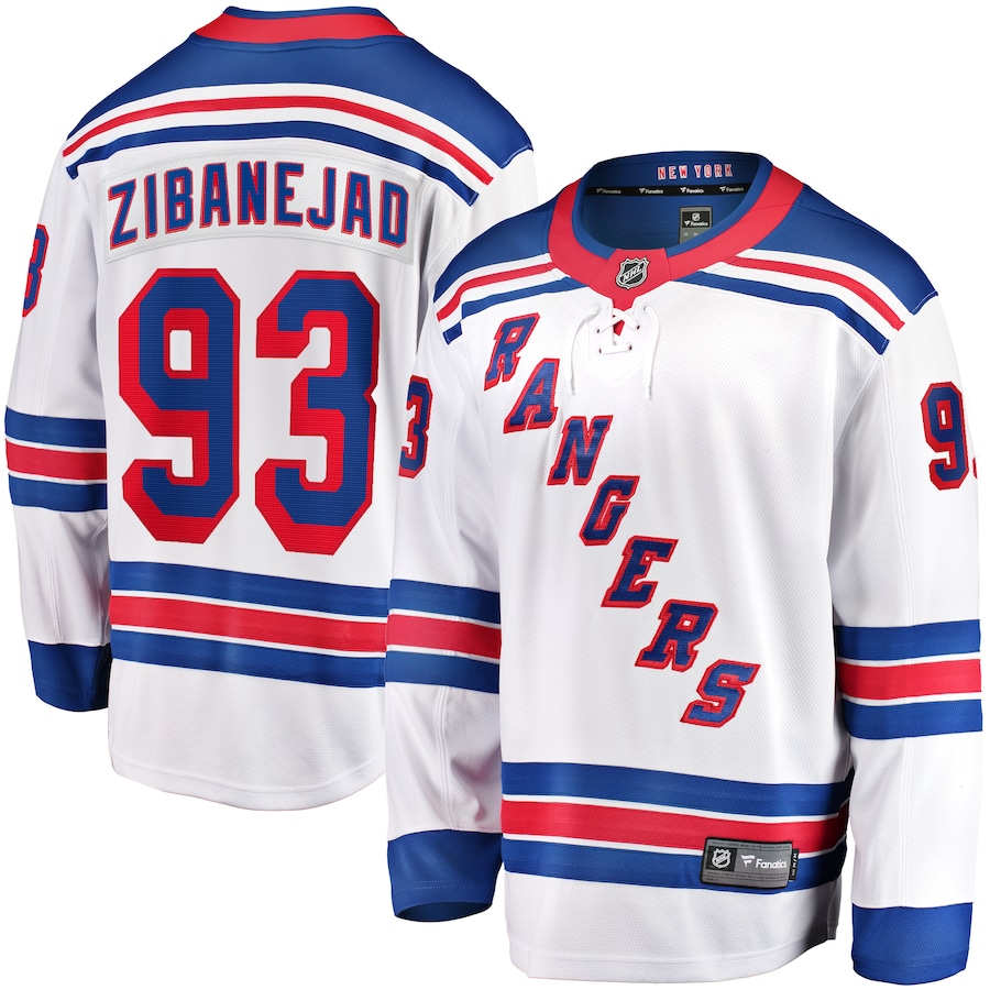 Men's New York Rangers Mika Zibanejad Fanatics White Away Premier Breakaway Player Jersey - ujerseystore