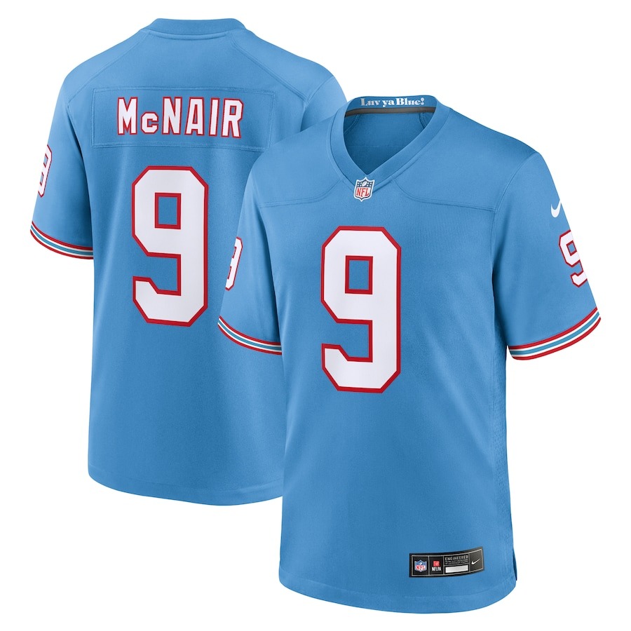 Men's Tennessee Titans Steve McNair Nike Light Blue Oilers Throwback Retired Player Game Jersey - ujerseystore