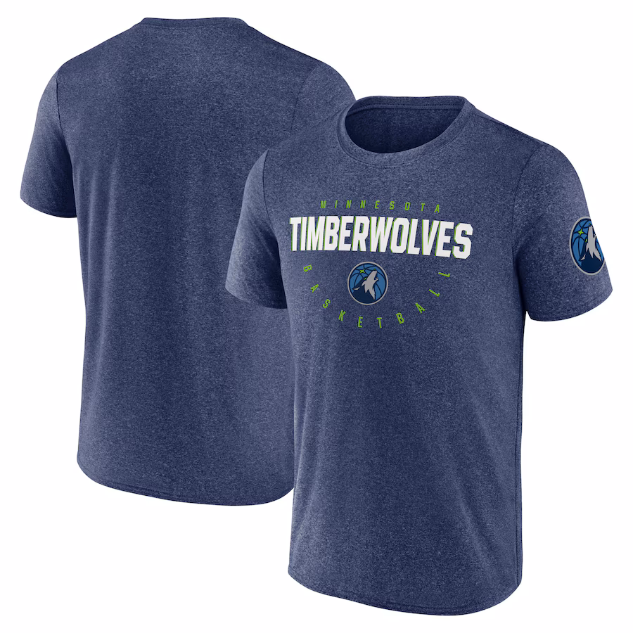 Men's Minnesota Timberwolves Heather Navy Block Practice Performance T-Shirt - ujerseystore