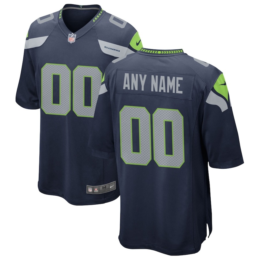Men's Seattle Seahawks Nike College Navy Custom Game Jersey - ujerseystore