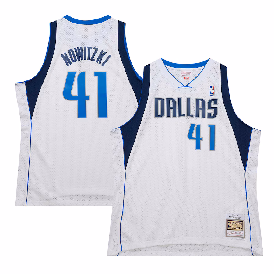 Men's Dallas Mavericks Dirk Nowitzki Mitchell & Ness White 2010/11 Hardwood Classics Swingman Jersey - ujerseystore