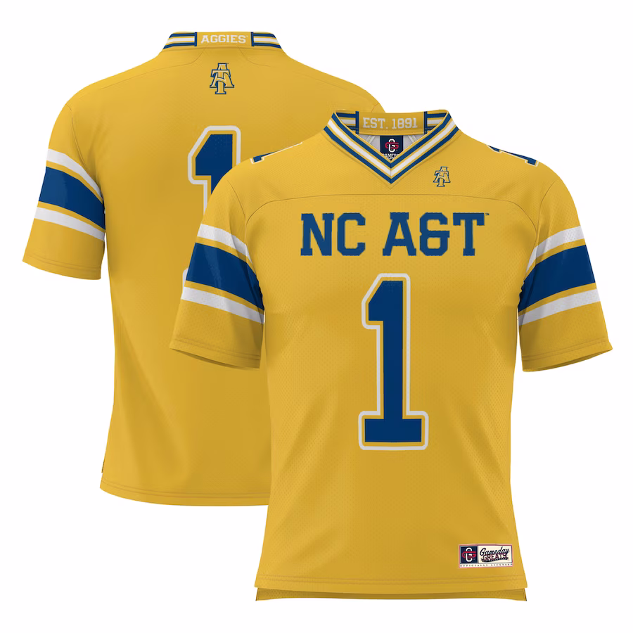 #1 North Carolina A&T Aggies GameDay Greats Football Jersey - Gold - ujerseystore