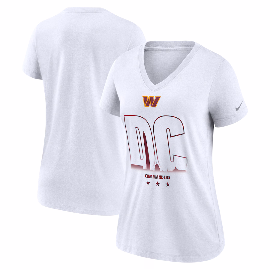 Women's Washington Commanders Nike White Tri-Blend V-Neck T-Shirt - ujerseystore