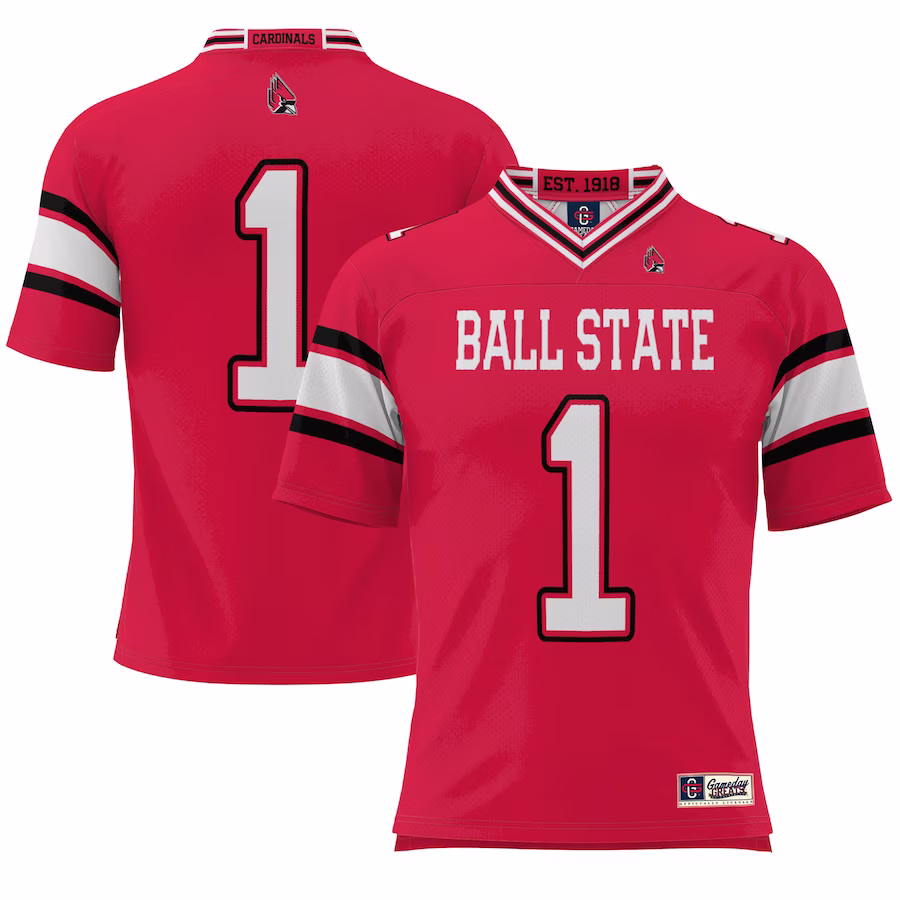 #1 Ball State Cardinals GameDay Greats Youth Endzone Football Jersey - Cardinal - ujerseystore