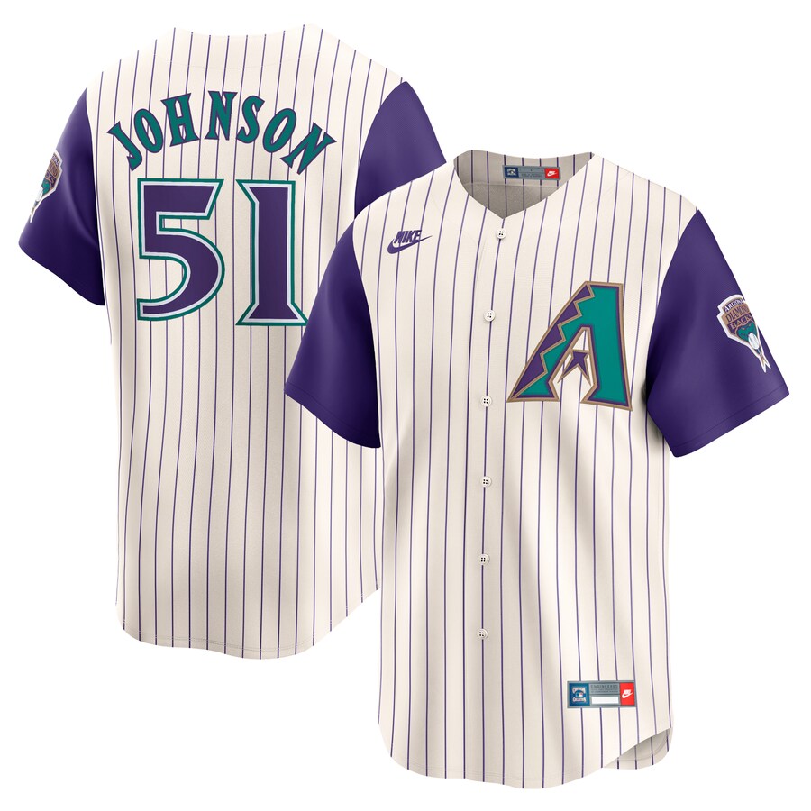 Men's Arizona Diamondbacks Randy Johnson Nike Cream Throwback Cooperstown Collection Limited Jersey - ujerseystore