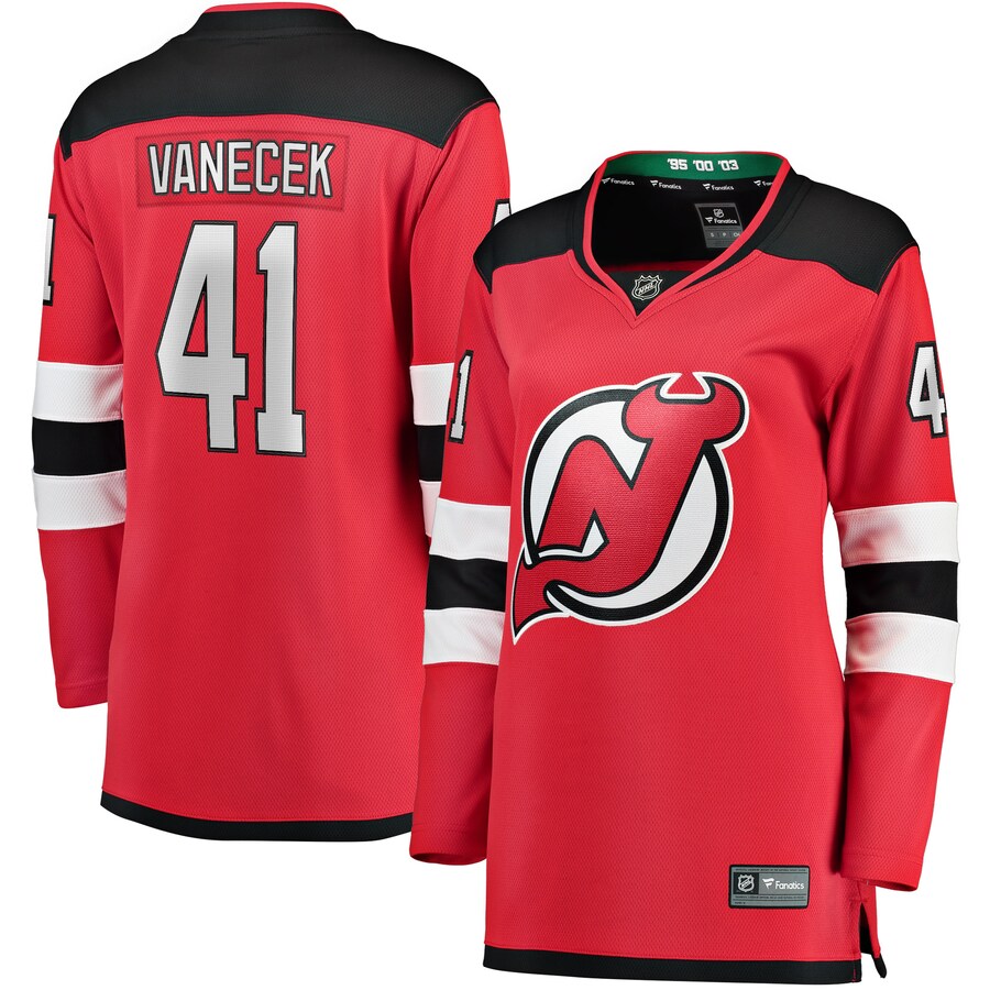 Women's New Jersey Devils Vitek Vanecek Fanatics Branded Red Home Breakaway Player Jersey - ujerseystore