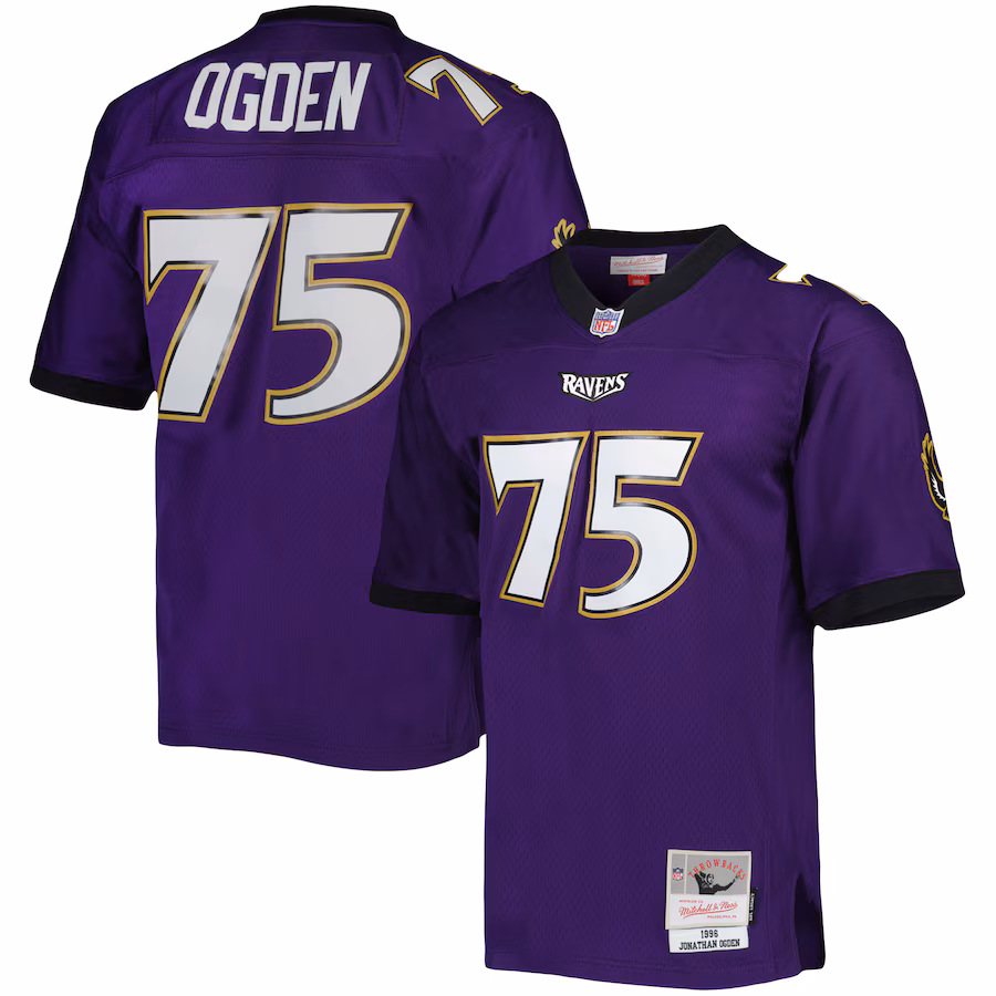 Men's Baltimore Ravens Jonathan Ogden Mitchell & Ness Purple Legacy Replica Jersey - ujerseystore