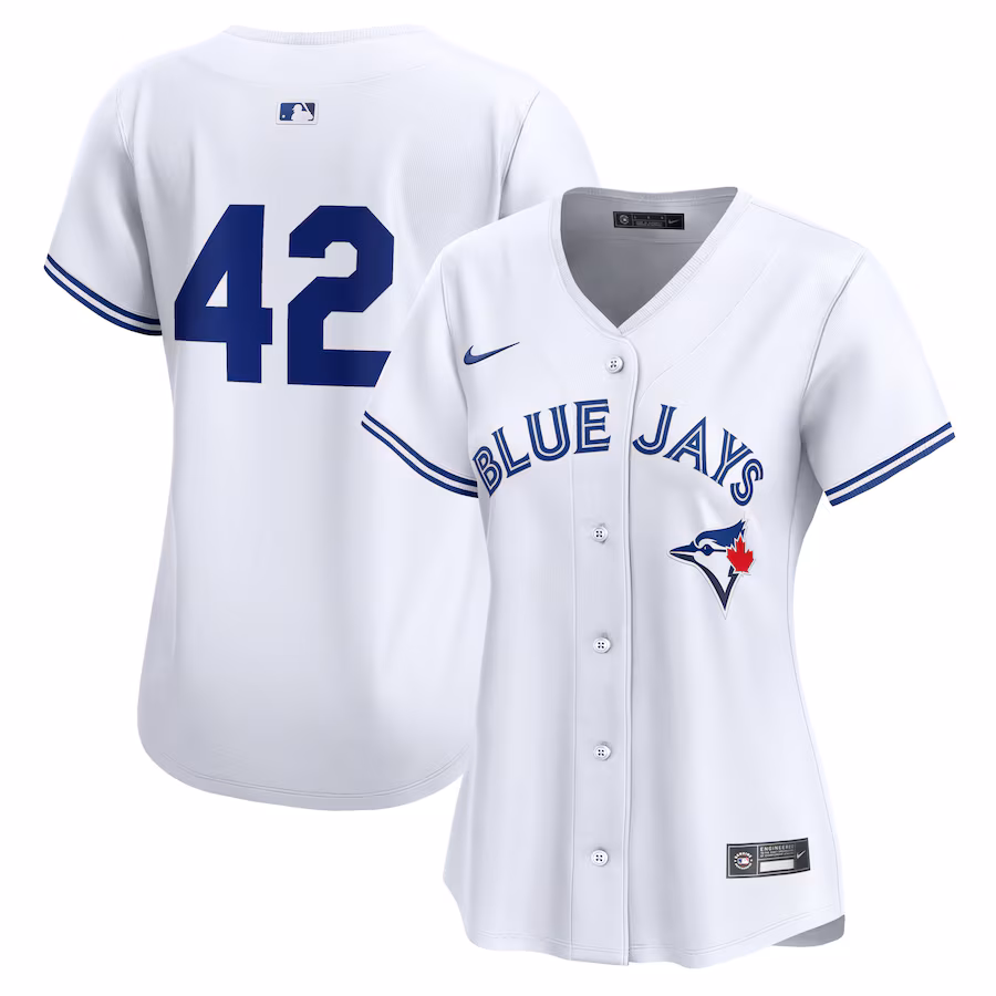 Women's Toronto Blue Jays  Nike White 2024 Jackie Robinson Day Home Limited Jersey - ujerseystore