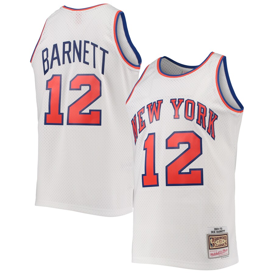 Men's New York Knicks Dick Barnett Mitchell & Ness White 1969/70 Hardwood Classics Swingman Jersey - ujerseystore
