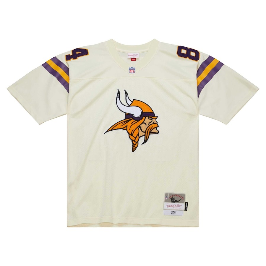 Men's Minnesota Vikings Randy Moss Mitchell & Ness Cream Chainstitch Legacy Jersey - ujerseystore