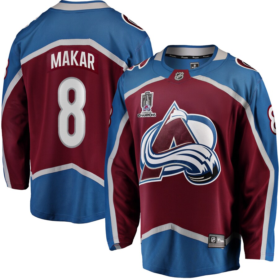 Men's Colorado Avalanche Cale Makar Fanatics Branded Burgundy 2022 Stanley Cup Champions Breakaway Patch Player Jersey - ujerseystore
