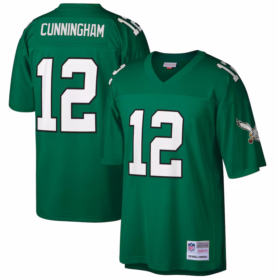 Men's Philadelphia Eagles Randall Cunningham Mitchell & Ness Kelly Green Big & Tall 1990 Retired Player Replica Jersey - ujerseystore